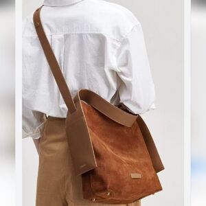 Songmont Brown Suede Shoulder Bag